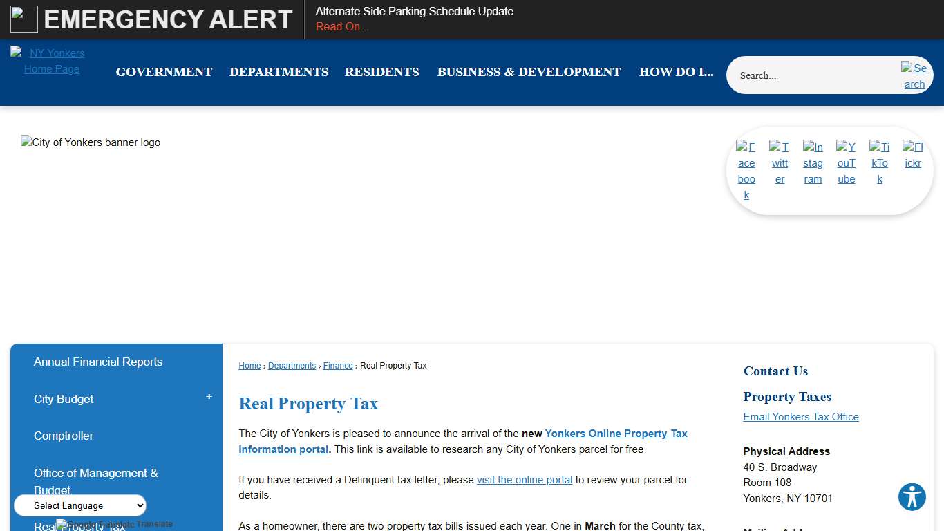 Real Property Tax Yonkers, NY