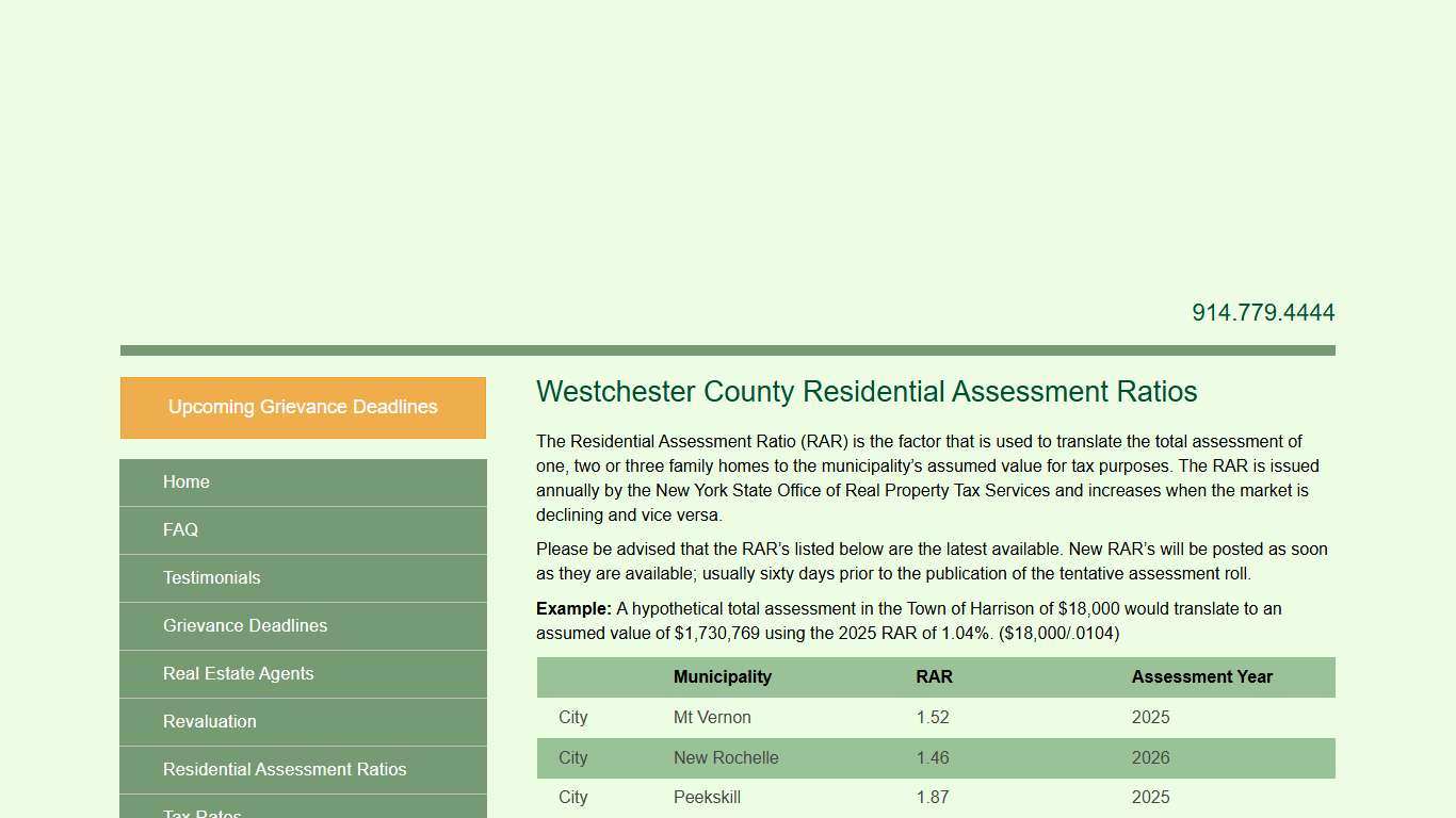 Westchester County Residential Assessment Ratios - O'Donnell & Cullen Property Tax Consultants